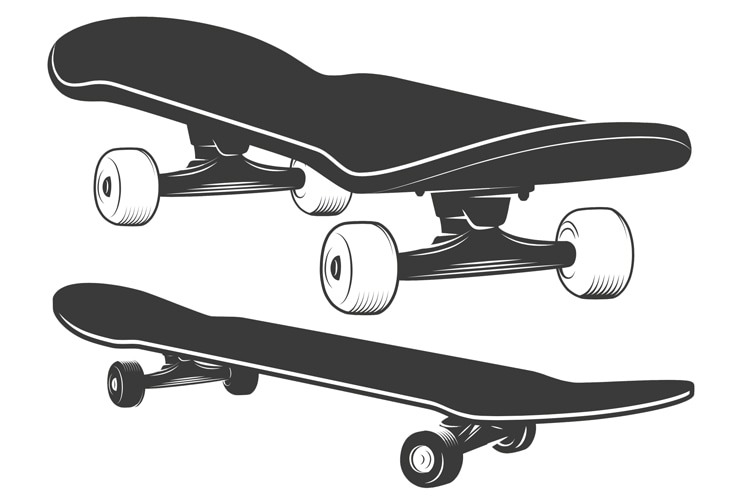Skateboard: draw it at an angle | Illustration: Shutterstock