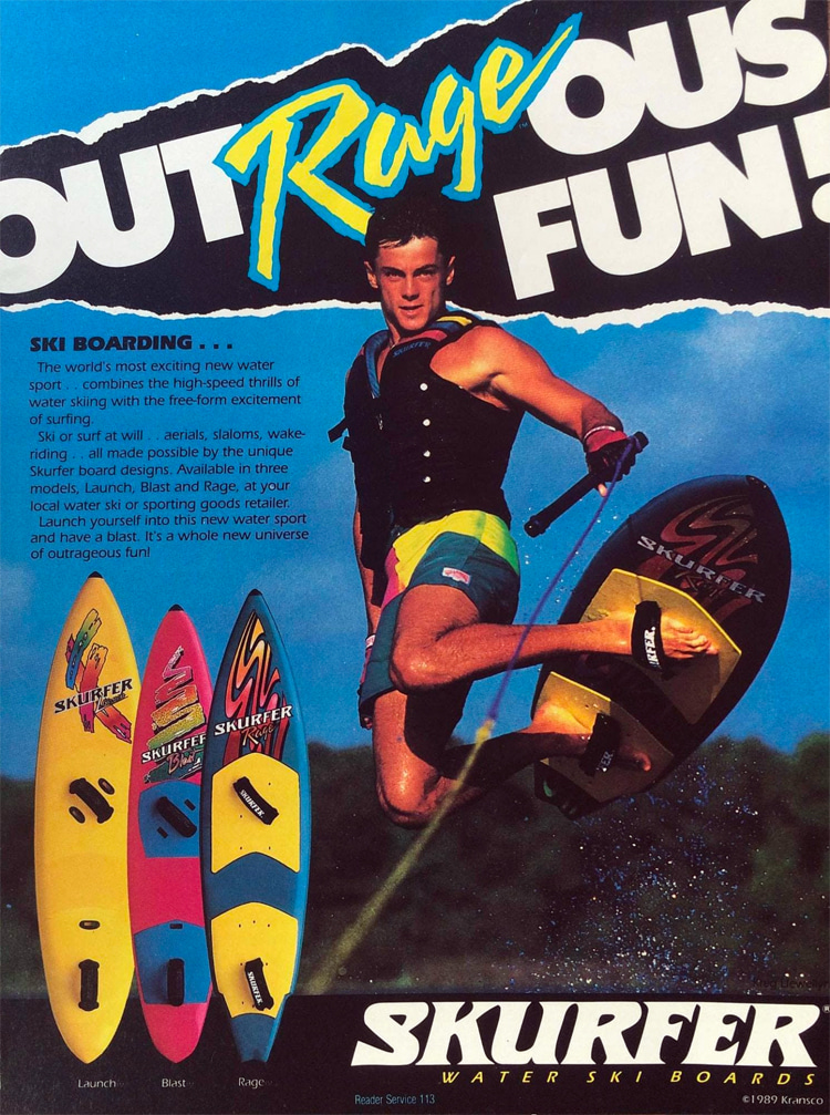 Skurfer: a water sport that blends features of water skiing, surfing, and kneeboarding