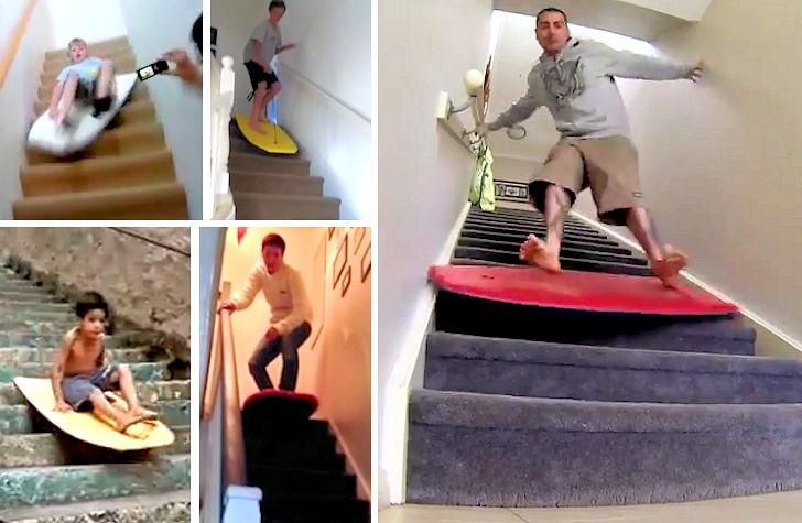 Staircase bodyboarding: no reefs, just concrete walls