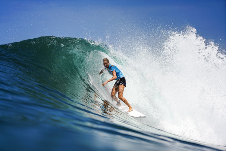 Stephanie Gilmore: she won her 30th WSL Championship Tour event at Keramas | Photo: Dorsey/WSL
