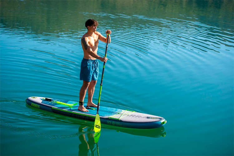 Stand-up paddleboarding: a non-stiff inflatable SUP will generate drag and resistance while paddling | Photo: Jobe Sports