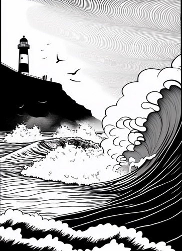 Big Wave in Nazaré, Portugal, With the Famous Lighthouse | Illustration: SurferToday