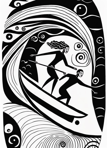 Parent and Child Tandem Surfing on a Single Surfboard | Illustration: SurferToday