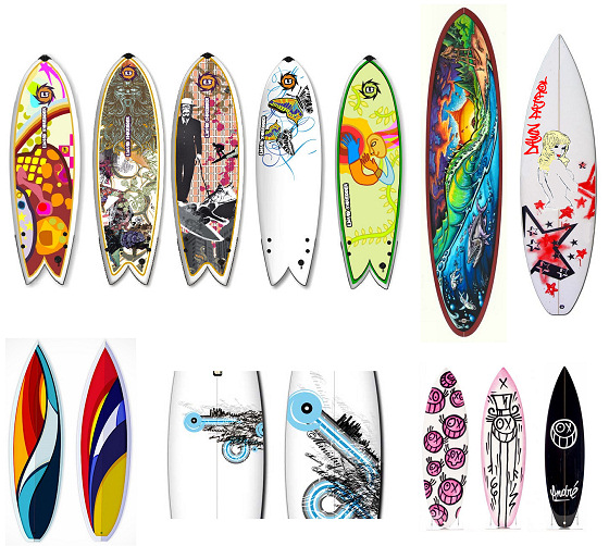 Surfboard art: colors, shapes and creative drawings