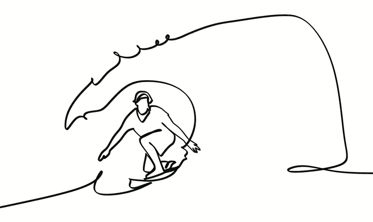 Surfer: a simple arty sketch always looks cool | Illustration: Shutterstock