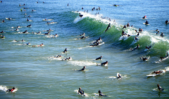 Crowd surfing or surfing with crowd: pick one | Photo: CaliSecretSpot