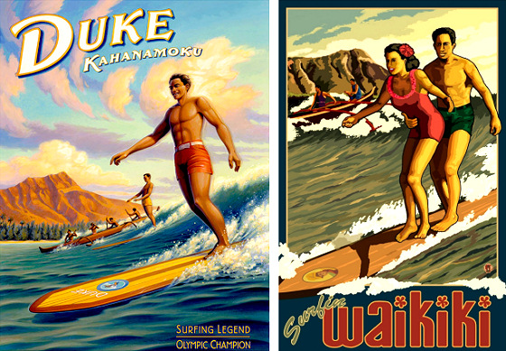 Surfing posters: promoting Hawaii with style and grace