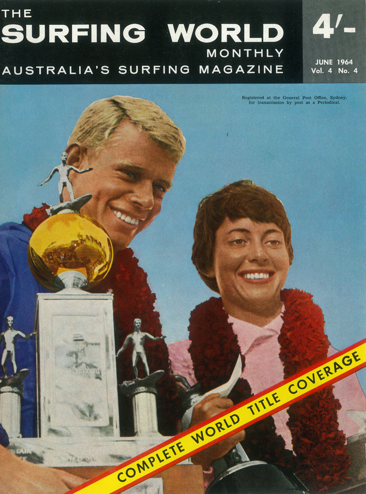 Surfing World magazine, June 1964: Bernard Farrelly and Phyllis O'Donnell, the inaugural world surfing champions