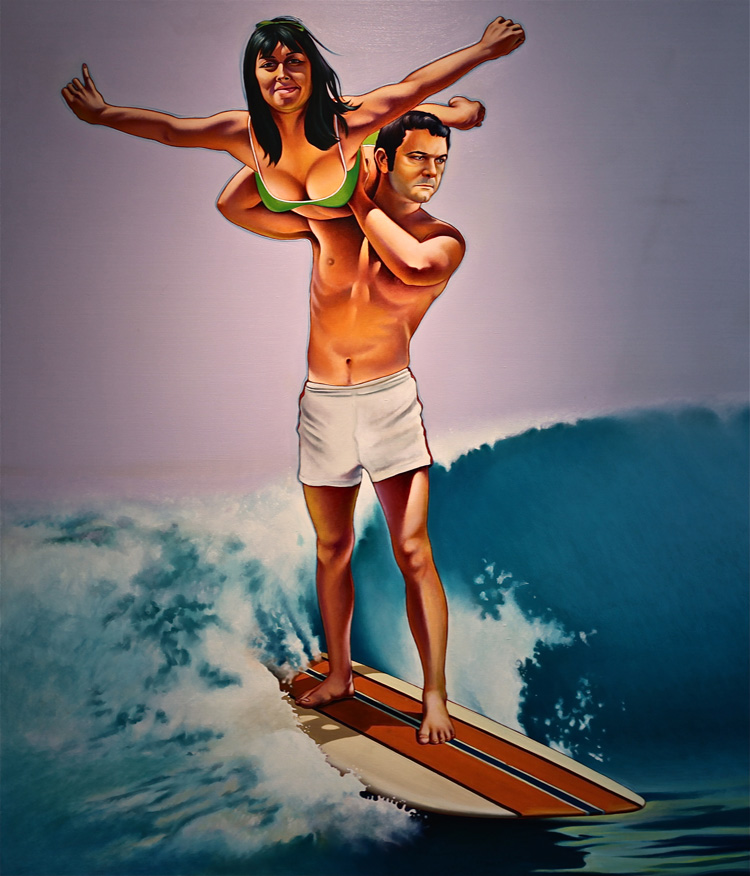 Tandem surfing: a mix of surfing, gymnastics and figure skating | Illustration: Mel Ramos
