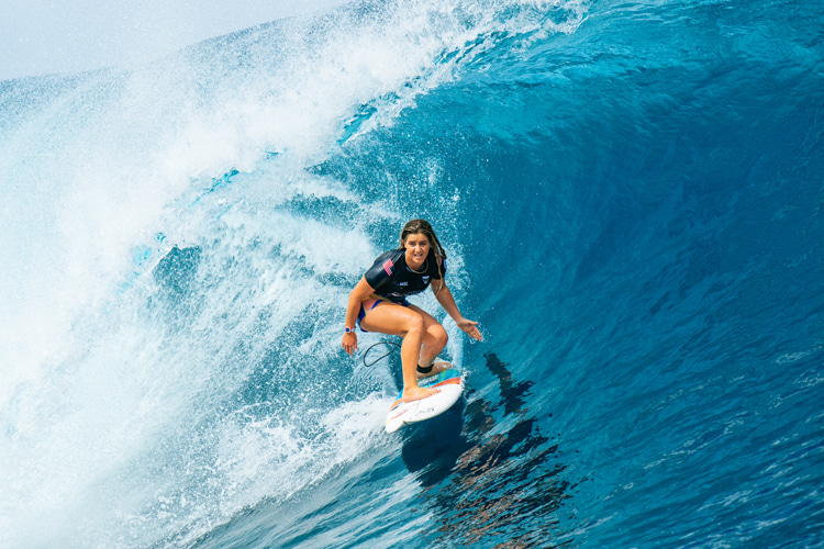 Caroline Marks: one of the several world champions competing at Teahupoo in the Paris 2024 Olympics | Photo: WSL