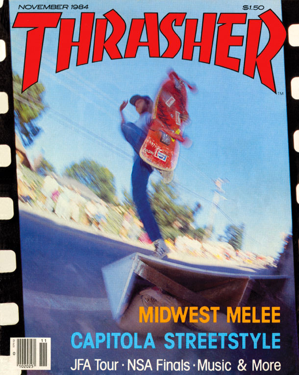 Thrasher: Mark Gonzales lands the cover of the skateboarding magazine on November 1984