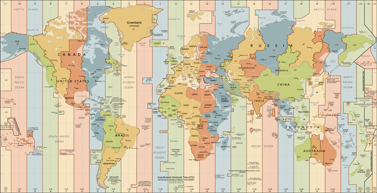 JOHNSTON 1899 map TIME OF ALL NATIONS predates UTC/standard hourly time zones 