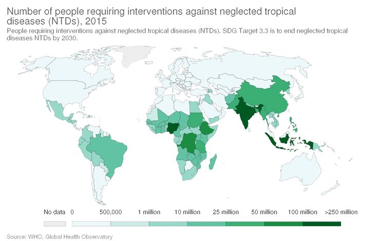 Number of people requiring interventions against neglected tropical diseases (NTDs) | Illustration: WHO