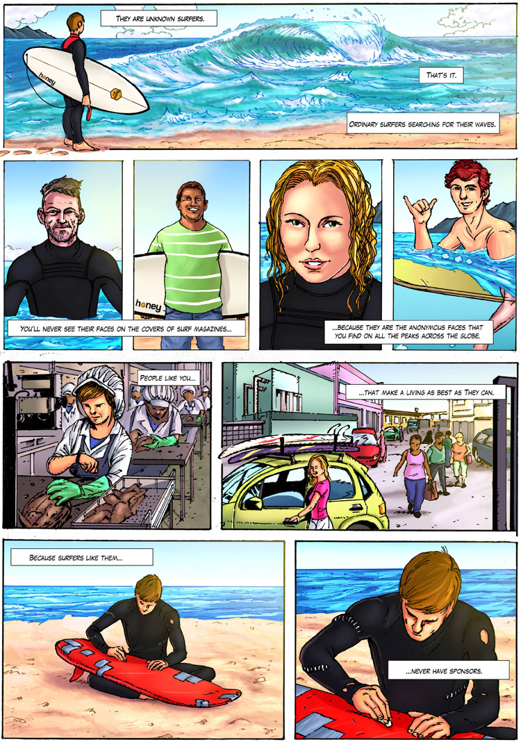 Unknown Surfer: a surf comic strip by Maxi González