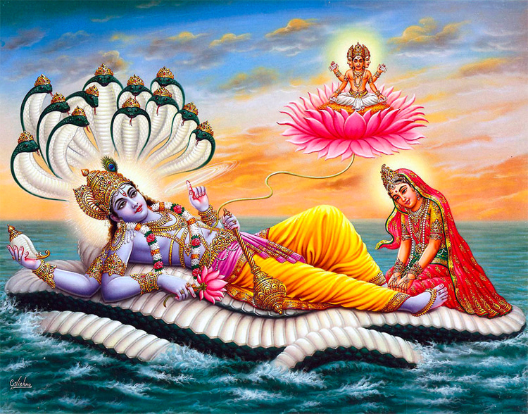 Ananta: also a name of Shesha, the celestial snake on which Vishnu reclines in the cosmic ocean