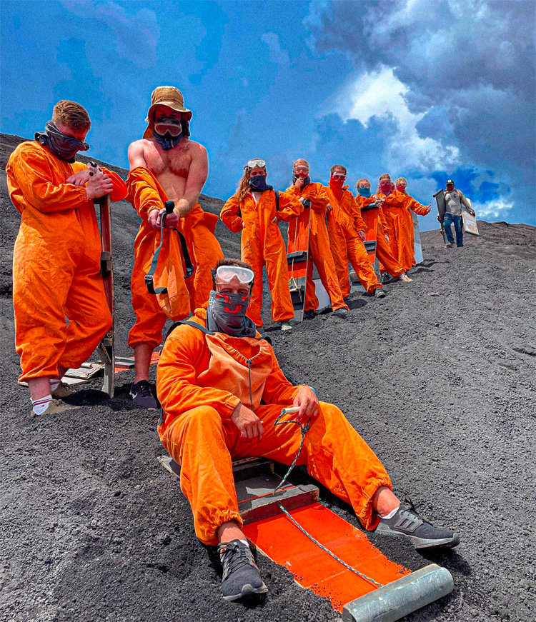 Volcano surfing: always wear protective clothing and gear | Photo: Bigfoot Hostel