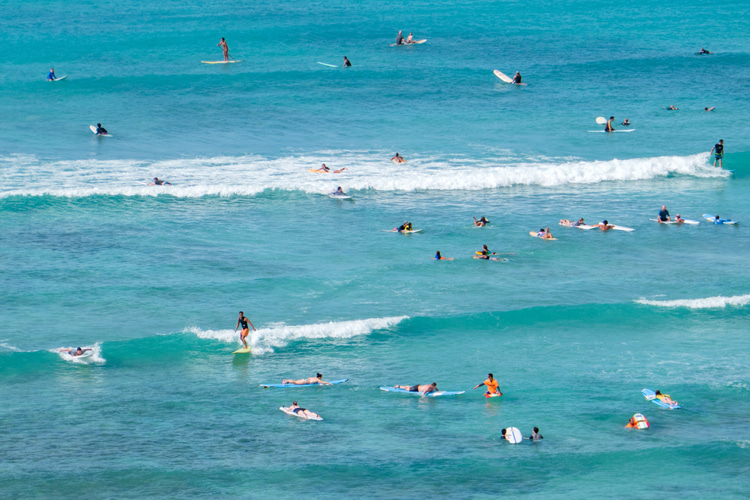Waikiki: some surf breaks are more crowded than others | Photo: Shutterstock