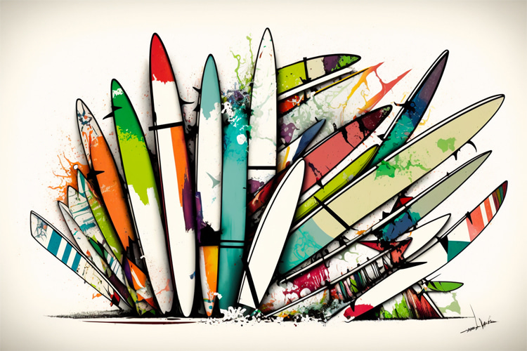Coloring: adding vibrant hues to arty surfboards | Illustration: SurferToday