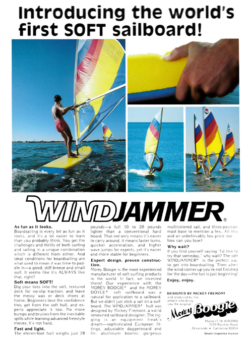 Windjammer: the ad used to promote Kransco's California Windjammer soft sailboard