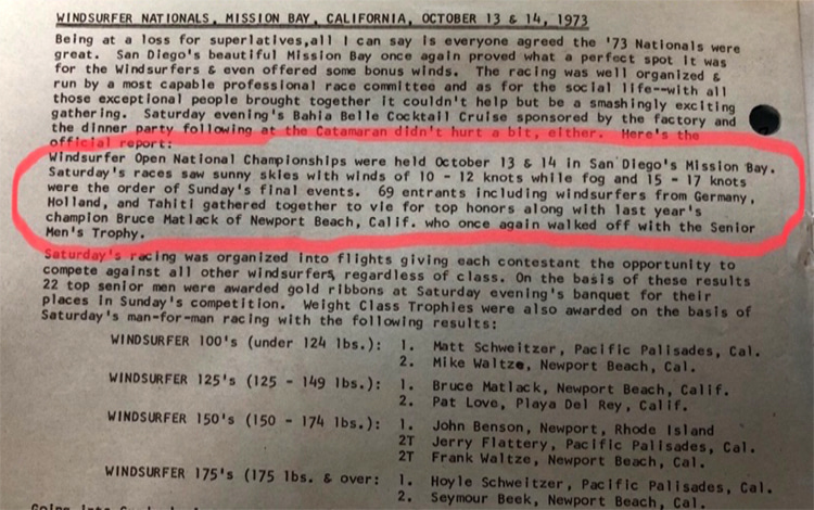 1973 Windsurfer US National Championships Results in 'Windsurfing News'