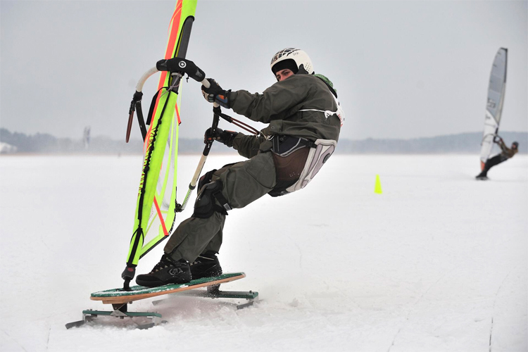 Winter windsurfing: a sport that requires at least four inches of thick ice to be practiced safely | Photo: WISSA