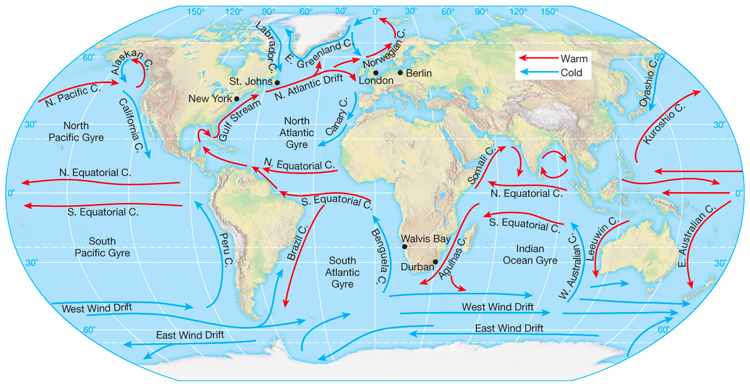 World ocean currents: a simplified map of seawater movements | Illustration: SurferToday