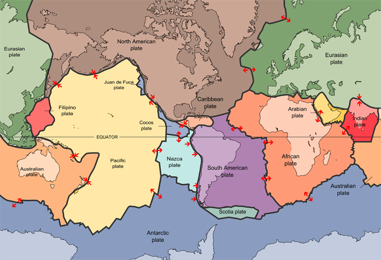 Tectonic Plates: the map of the 15 major pieces of Earth's lithosphere | Illustration: Creative Commons